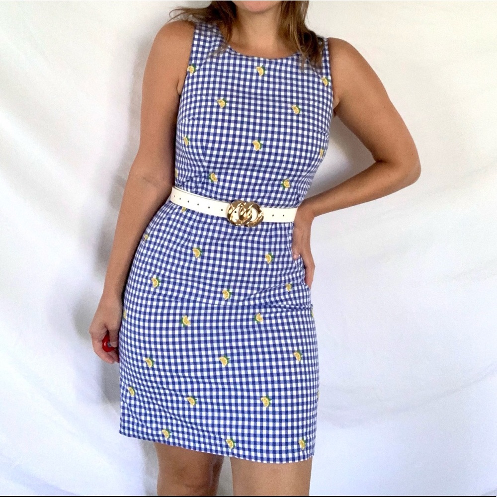 Talbots Gingham & Lemon Summer Dress 2P